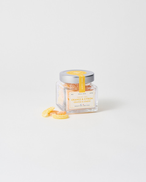 Tarro de caramelos de naranja y limón 130g - Tienda Torre Eiffel